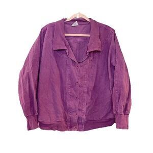 CMC Color Me Cotton Vtg 90s Y2K Purple Bomber Jacket Cotton Button Front Size M